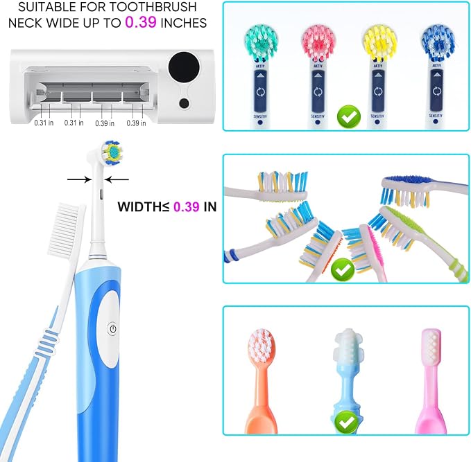 Toothbrush Holder for Bathroom, Toothbrush Cleaner Wall Mounted Cordless | - Image 3
