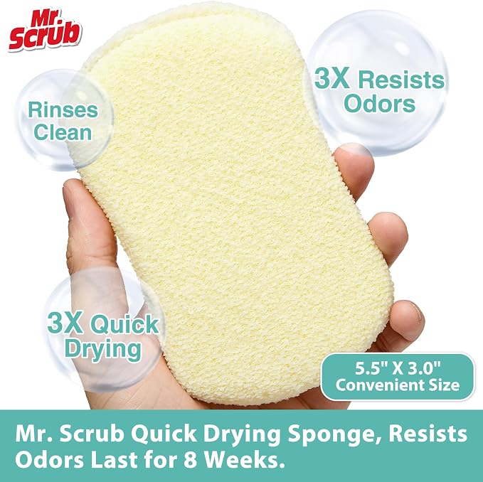 Mr. Scrub Sponges Kitchen Scrub Dish Sponge Scouring Pad, 6 Pack Cleaning Brush - Image 4