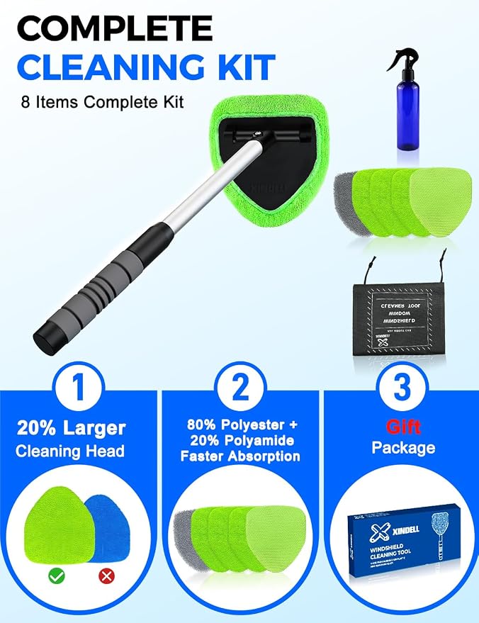 XINDELL Interior Windshield Cleaner Tool – Car Interior Window Cleaning Kit - Image 2