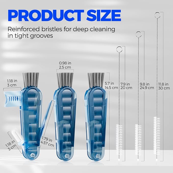 Holikme 6 Pack 4 in 1 Cup Lid Cleaning Brush 3 Straws Bottle Brush, Silicone - Image 7