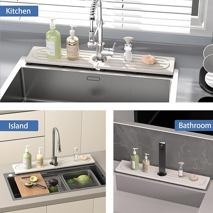 Kitchen Faucet Mat, Diatomite Sink Faucet Mat Splash Guard - Image 6