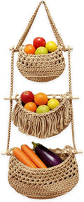 Cotton Rope Hanging Basket, 3 Tier Detachable Wall Organizer Handmade Woven by Unknown