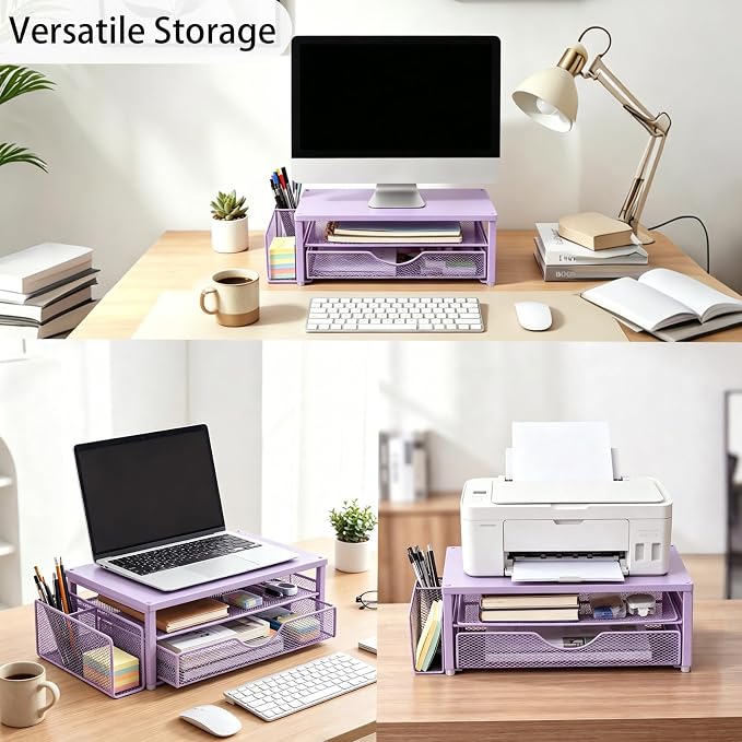 Spacrea Monitor Stand with Drawer and Pen Holder | Monitor Riser Desk - Image 3