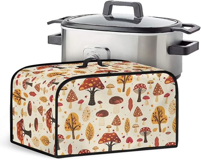 Cute Mushroom Slow Cooker 6-8 Qt Tree Cover Holder Bag Appliance Dust Covers Decorations for Kitchen Living Room Table