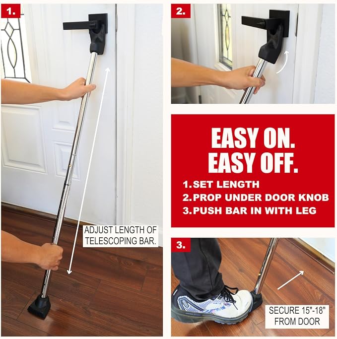 SECURITYMAN 3-in-1 Door Security Bar, Security Door Stoppers & Door Barricade – - Image 5