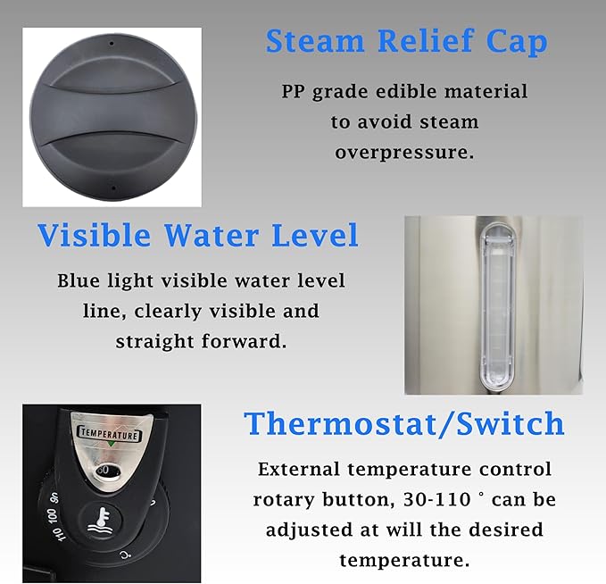 Commercial Electric Kettle Warmer Stainless Steel Hot Water Dispenser Hot Water Boiler And Warmer with Faucet Quick-Temp or Boil for Tea Coffee 1500W 19.6 Liter Capacity
