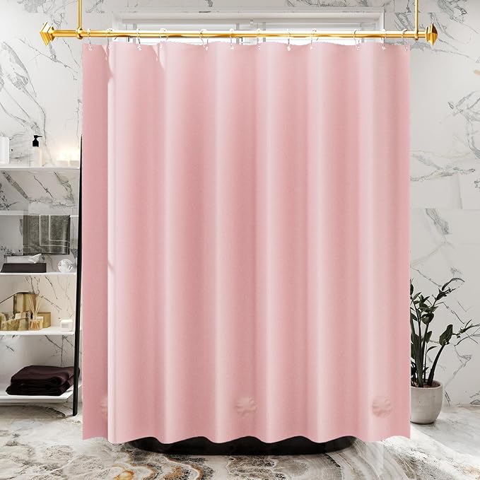 AmazerBath Light Pink Shower Curtain Plastic 72x72 Inches, Premium PEVA Shower - Image 8
