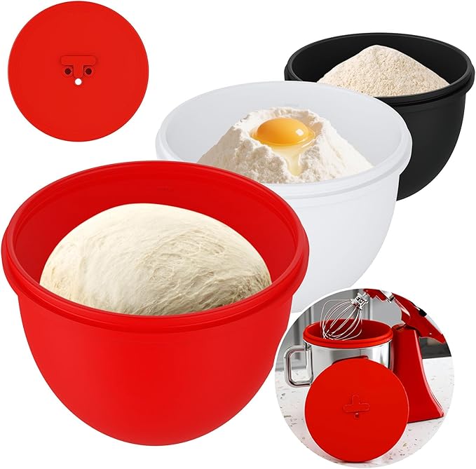 Silicone Bowl Liners for 5 Qt Kitchen Mixers, Silicone Liners for Kitchen Tilt-Head 5 Qt Mixers, Mixer Attachments and Accessories, Thickened Replacement Mixers Bowls (MIX-3pcs,5 Qt)