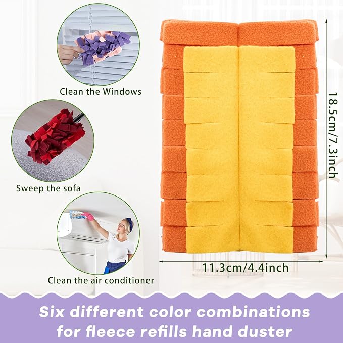 Zubebe 12 Pcs Reusable Duster Refills Fleece, Colorful | Soft Polyester Fiber - Image 2