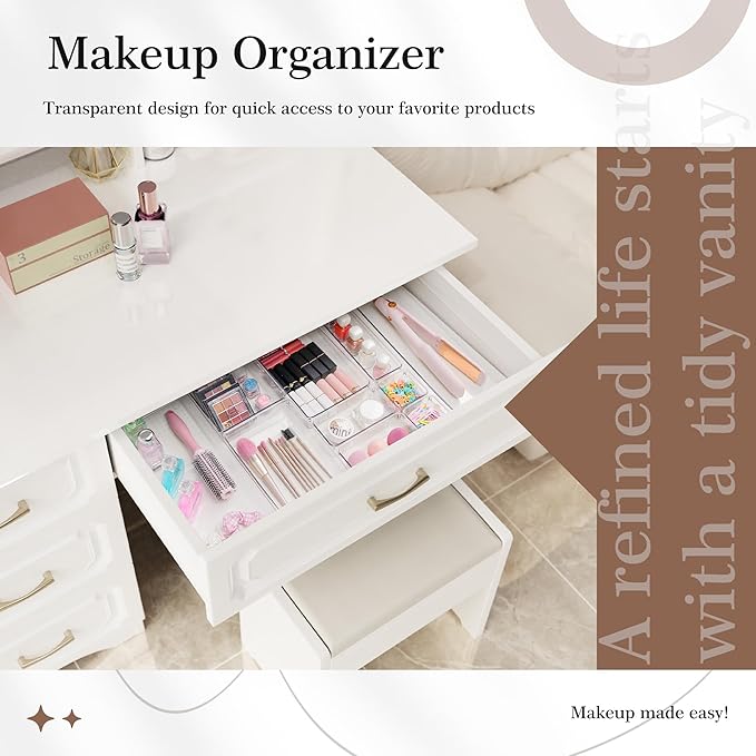 14 PCS Clear Plastic Drawer Organizer Set - Image 5