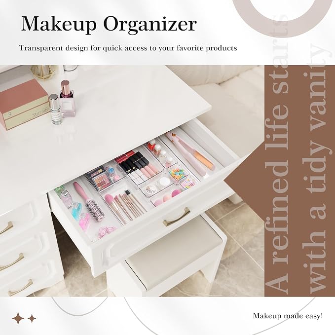 11 PCS Clear Plastic Drawer Organizer Set - Image 5