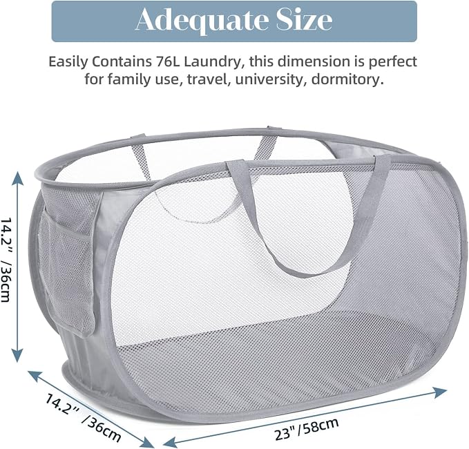 2 Pack Durable Collapsible Laundry Baskets - Image 4
