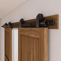 CCJH 9.6FT Sliding Barn Door Hardware Kit, Heavy Duty, Smoothly and Silently, Easy to Install, Fit 28.8" Width Double Door Panel, T-Shaped Style Black