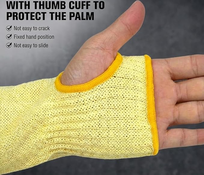 Cut Resistant Sleeves With Thumb Hole,Thin Skin Arm Protection Sleeves And Bruising, kevlar Sleeves For Women, Men, Elderly(Yellow,11.8 in)