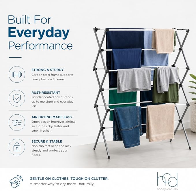 Honey-Can-Do 6-Tier Collapsible Clothes Drying Rack, then folds flat to 3 in. - Image 5