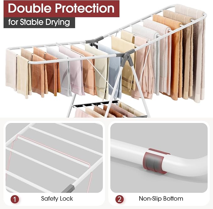 PEXCHASER Foldable Clothes Drying Rack | Adjustable Gullwings Space-Saving - Image 4