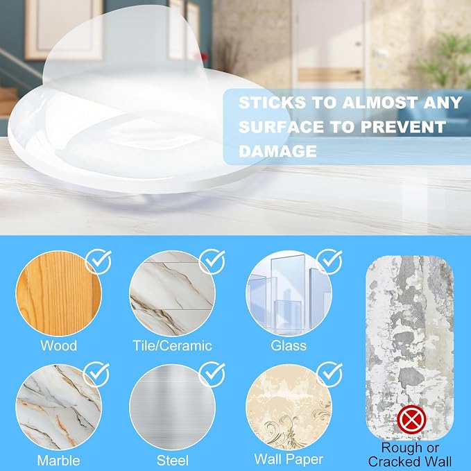 JZWBLILY Door Stoppers for Wall, Door Knob Wall Protector 3.15", Self Adhesive - Image 4