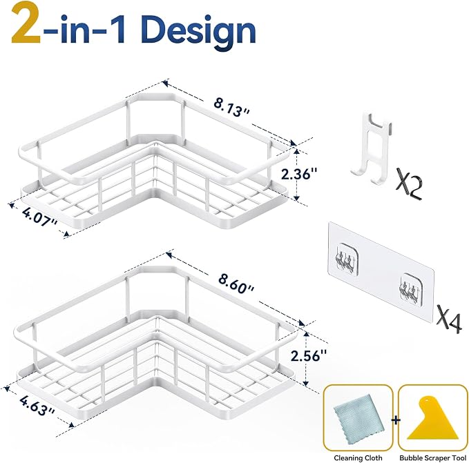 YASONIC Corner Shower Caddy Adhesive, 100% Rustproof Shower Organizer, No Drill - Image 2