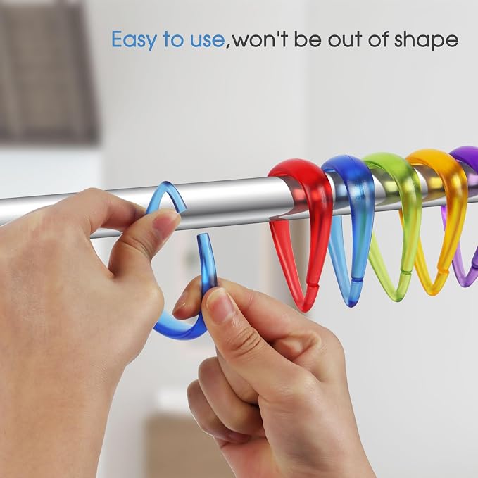 Top-spring 6 Colors Shower Curtain Hooks 12Pcs Drop Shaped Hooks - Image 2