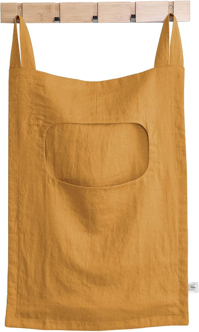 Amazhiyu 100% Linen Door Hanging Laundry Hamper Bag, 19x27 Inches Yellow by Amazhiyu