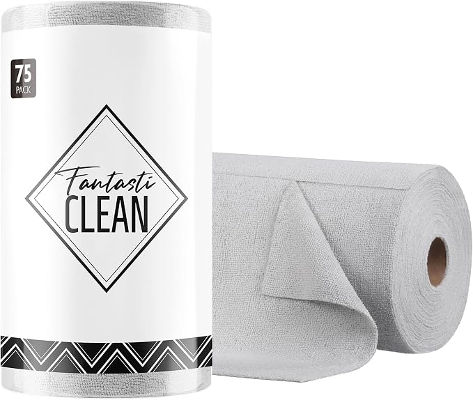 Fantasticlean Microfiber Cleaning Cloth Roll- 75 Sheets, Tear-away Microfiber by Fantasticlean