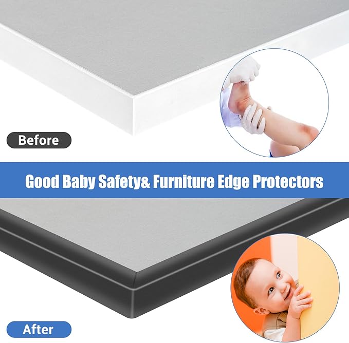 Rubber Edge Trim, Self-Adhesive U Channel Edge Protector for Plywood, Cabinet, 3/4" Wood Edge Banding, Flexible Furniture Repair, EPDM Material, Fit 3/4"(19mm), Length 20Ft, Black Color