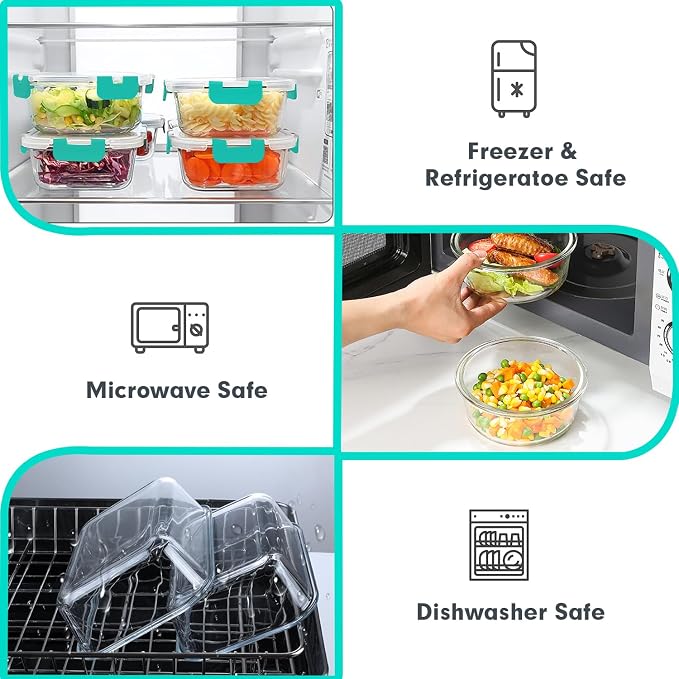 VERONES 30 Pieces Glass Food Storage Containers Set - Image 3
