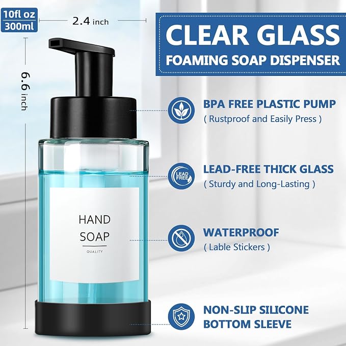 RYTOXILO Foaming Soap Dispenser, 10 oz/300ml Foaming Hand Soap Dispenser - Image 5