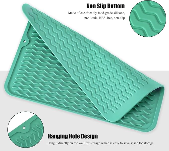 Silicone Dish Drying Mat, Non-Slip Easy Clean Sink Mat, Large Heat-resistant - Image 4