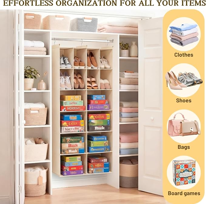 6 Tier Hanging Closet Organizer, 16 Compartments Dual Row Storage, 3 Sturdy - Image 6