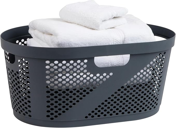 Mind Reader 40L Laundry Basket, Clothes Hamper, Premium Wicker Design by MindReader