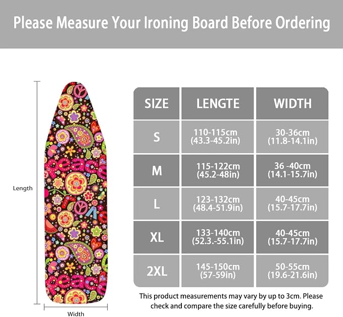 70s Paisley Peace Symbol Ironing Board Cover Soft Ironing Board Cover, Non - Image 6