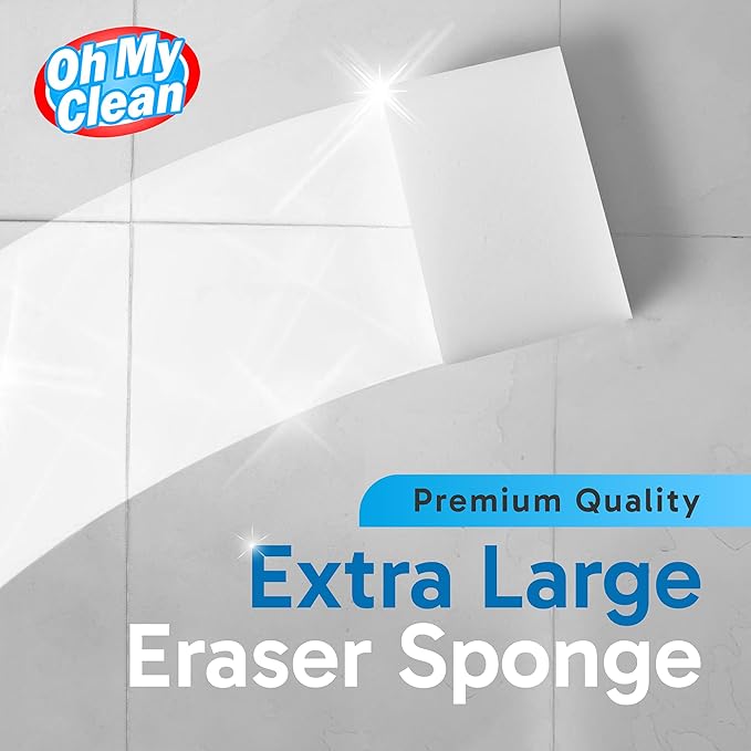(20 Pack) Extra Large Eraser Sponge - Extra Thick, Long Lasting, Premium Melamine Sponges in Bulk - Multi Surface Power Scrubber Foam Cleaning Pads - Bathtub, Floor, Baseboard, Bathroom, Wall Cleaner