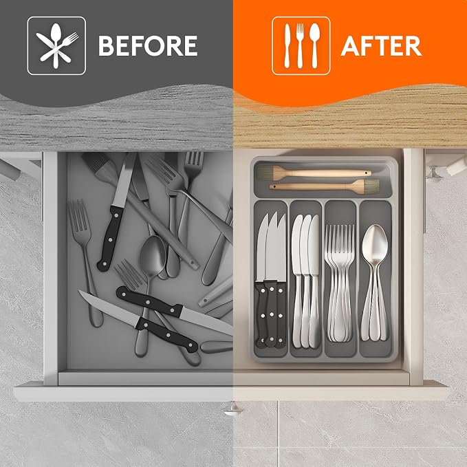 Lifewit Silverware Drawer Organizer Tray, Cutlery Storage - Image 7