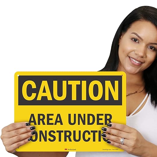 "Caution - Area Under Construction" Sign by SmartSign | 10" x 14" 3M Reflective Aluminum
