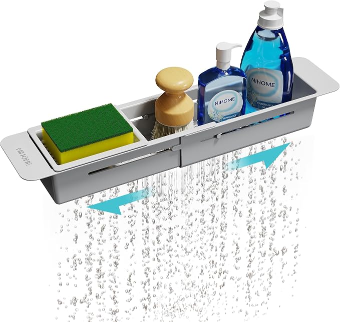 NiHome Extendable Kitchen Sink Caddy, Small Brush Sponge Storage Holder by NiHome