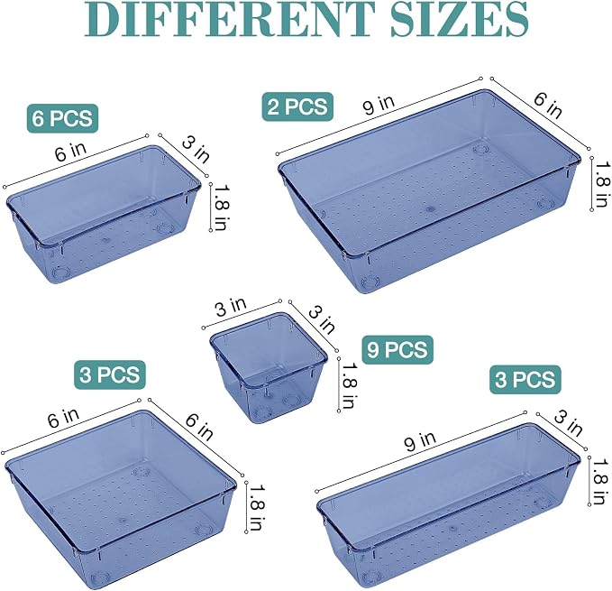 23 PCS Drawer Organizer Set, 5 Size Bathroom and kitchen organizer Trays | - Image 2