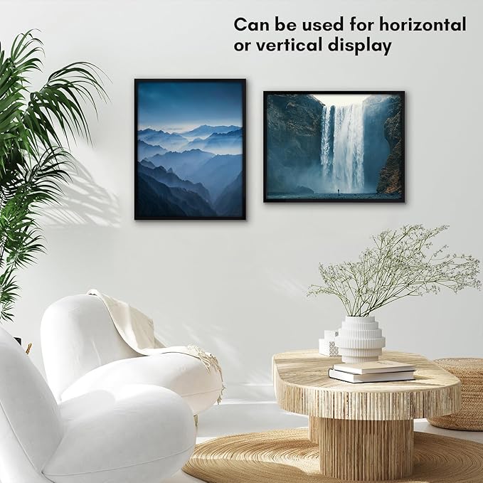 Americanflat 14x18 Picture Frame with Polished Plexiglass - Streamline Collection - Thin Border Picture Frame for Wall Display - Hanging Hardware Included - Black