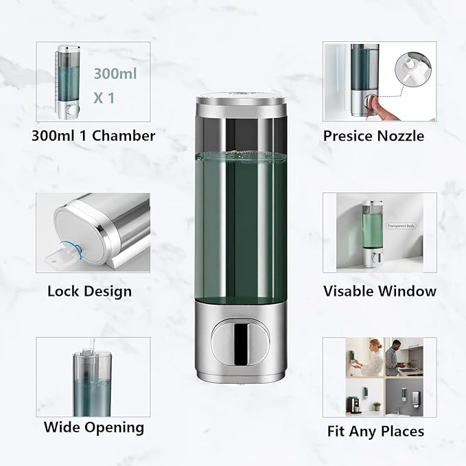 10oz/300ml Single Manual Wall Mounted Soap Dispenser - Image 4