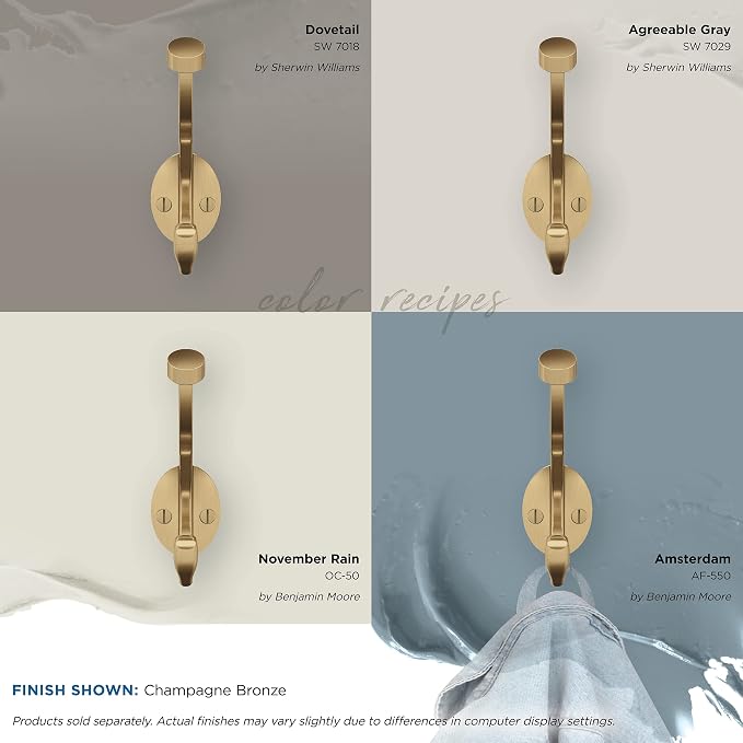 Amerock Adare Double Prong Champagne Bronze Wall-Mounted Hook | Decorative wall - Image 7