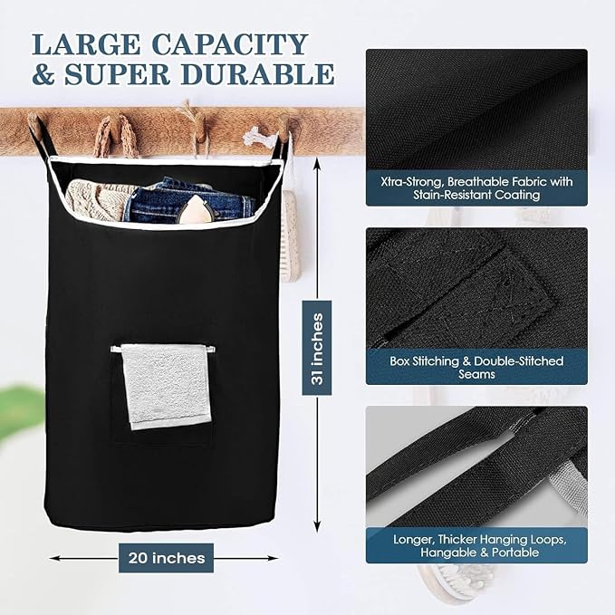 TFLC X-Large Hanging Laundry Hamper bag, 20x3.75x31" - Image 2