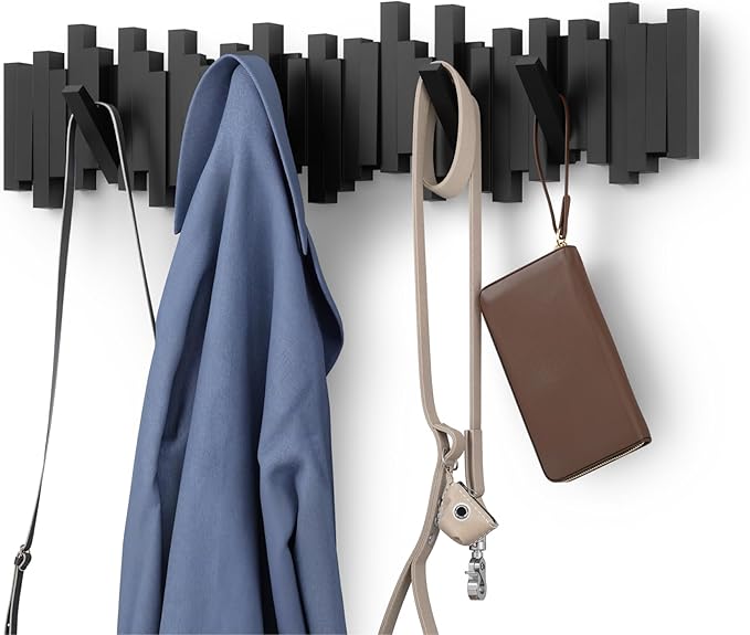 Umbra Sticks Wall Coat Rack, Wall Mount 8 Retractable Hooks, holds five pounds by Umbra