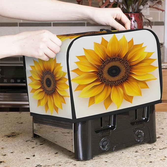 Toaster Cover 2 Slice, A Sunflower Anti Dust Protector for Bread Maker, Waterproof Kitchen Appliances Accessories