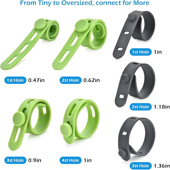 24 Pcs Silicone Cable Ties, Cord Organizer Ties, Cord Ties Reusable, Cord Wrap - Image 7