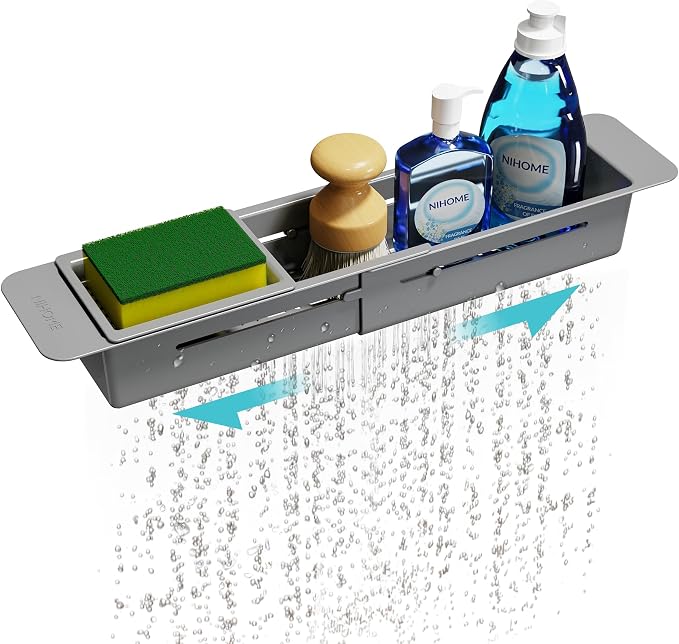 NiHome Extendable Kitchen Sink Caddy, Small Brush Sponge Storage Holder by NiHome