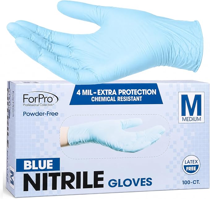 ForPro Disposable Nitrile Gloves, Chemical Resistant, Powder-Free, Latex-Free by ForProProfessionalCollection