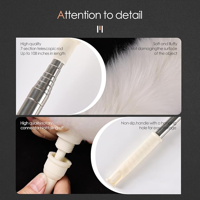Extendable Lambswool Duster 29-110 Inch, Anti-Static Flexible Head, Stainless - Image 4