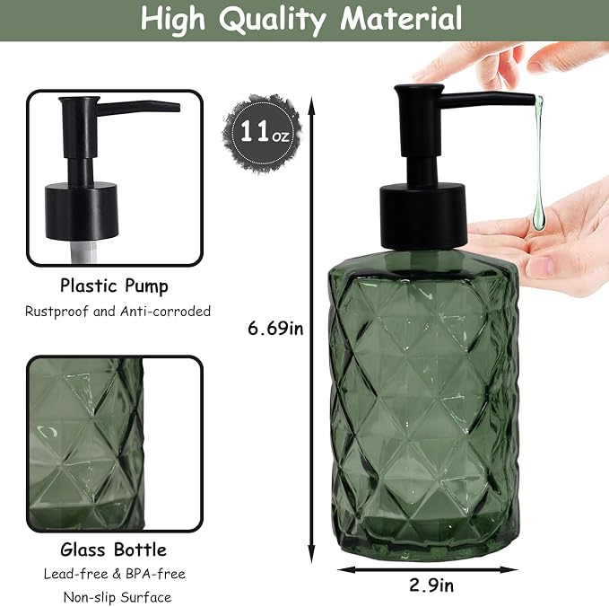 YYTSGG Green Glass Soap Dispenser - Image 2