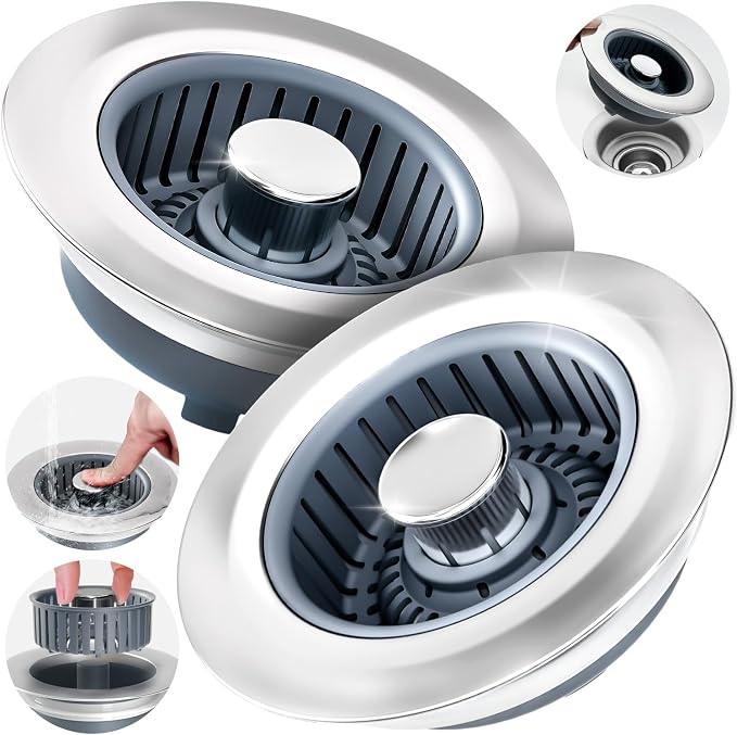 zaa 3 in 1 Kitchen Sink Drain Strainer Stopper Removable Basket Pop-Up by zaa
