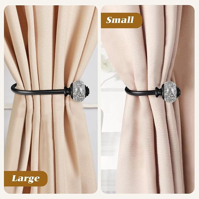 USFOOK Black Curtain Holdbacks, Decorative Drapery Tiebacks, 2 Pack/1 Pair | - Image 6